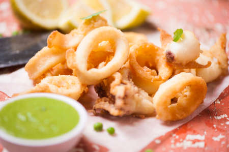 fried squidの写真素材