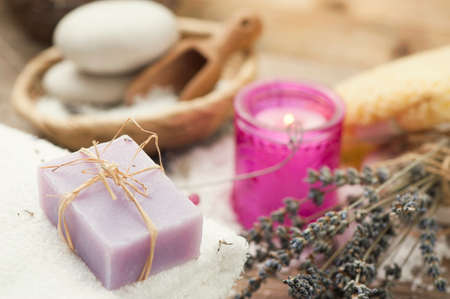 Homemade Soap with Lavender Flowers and Sea Salt
