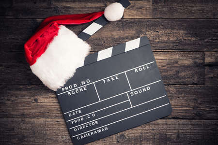 Christmas hat with film board cutoutの写真素材