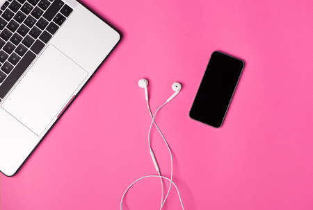 Mobile on colorful paperの写真素材