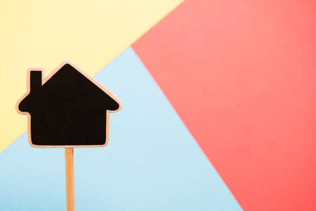 New home concept. Chalk board shaped houseの写真素材