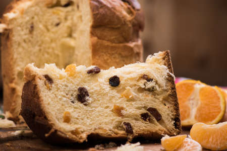 Italian Christmas cake. Home made Panettoneの写真素材