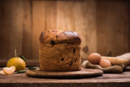 Italian Christmas cake. Home made Panettoneの写真素材