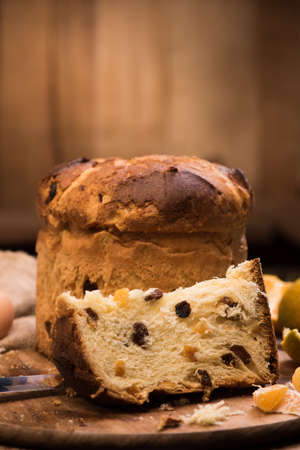 Italian Christmas cake. Home made Panettoneの写真素材