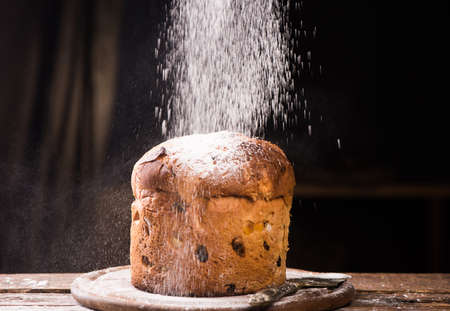 Magic christmas with the italian christmas homemade cake. Panettoneの写真素材