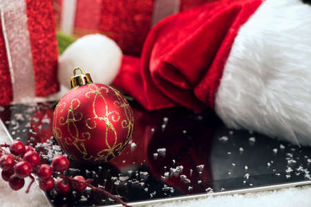 Tablet and headphone best christmas gift conceptの写真素材