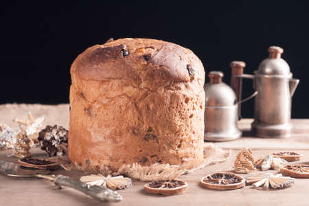 Italian traditional Christmas Cake. Panettoneの写真素材
