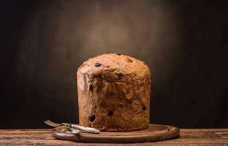 Homemade Panettone for Christmas. The traditional italian christmas cakeの写真素材