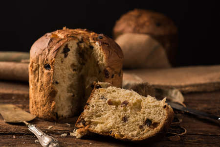 Homemade Panettone for Christmas. The traditional italian christmas cakeの写真素材