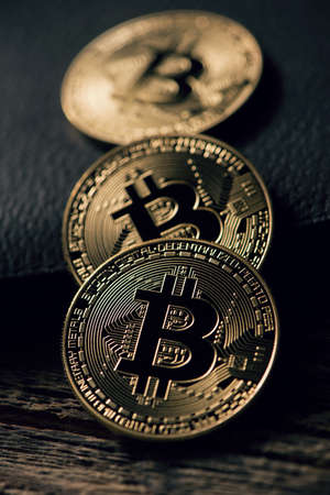 BItCoin Symbol. Bitcoin new virtual money in the dark