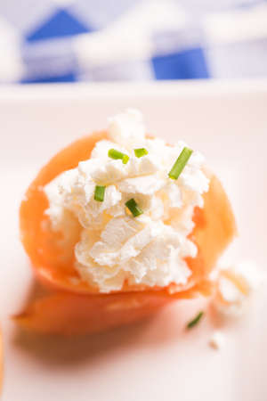 Smoked Salmon and soft chees canapes appetizers 