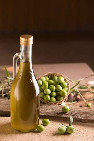Bottle of extra virgin olive oilの写真素材