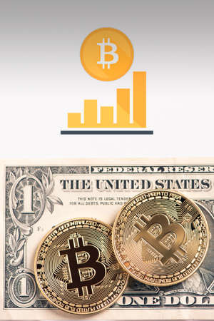 golden bitcoin, conceptual image for crypto currencyの写真素材