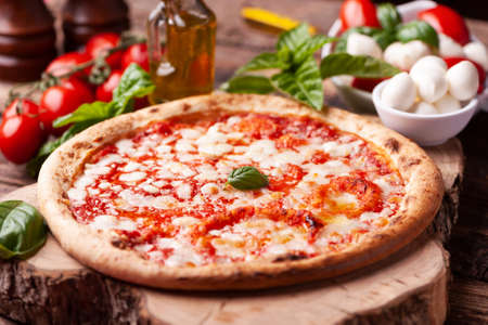 Homemade Margherita Pizzaの写真素材