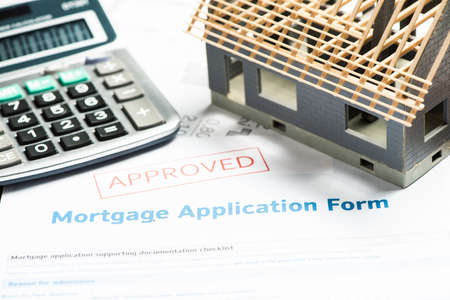Approved mortgage loan agreement application. Close upの写真素材