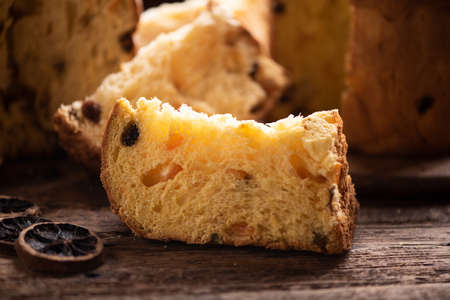 Traditional Italian cake panettone close upの写真素材
