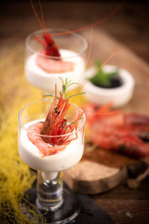 Shrimp or Prawn Cocktail served in a glassの写真素材
