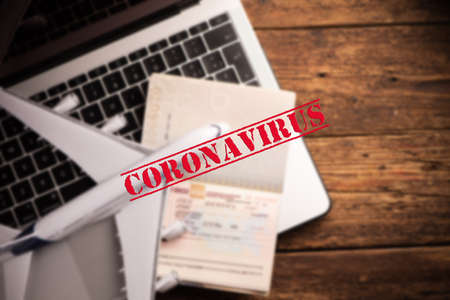 Flight ban and closed borders for tourists and travelers with coronavirusの写真素材