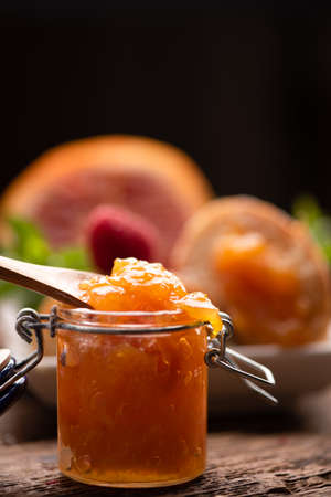 Tasty Home Made orange jam close up