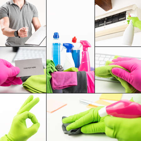  Cleaning Background With Cleaner Tools Composititon with copyspace For Advertisement close upの写真素材