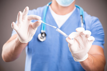 Coronavirus Covid-19 test in the laboratory for analysis close upの写真素材