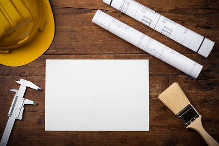 Copy Space Working Tool And Blueprint close up