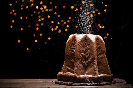 Magic christmas with the italian christmas homemade cake. Pandoroの写真素材