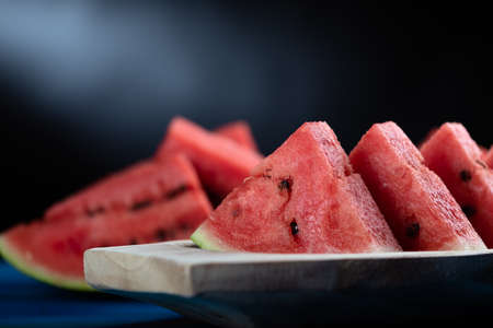 Slices of fresh juicy watermelon closeup