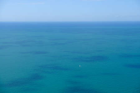 The Ligurian Sea coastline from a panoramic viewpoint in Montemarcello, Ameglia, Liguria, Italy.