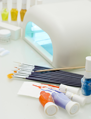 fantastic manicure in a modern beauty shopの写真素材