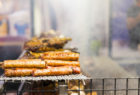 cooked pork and prepared on the grillの写真素材