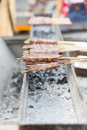 Abruzzo kebabs cooked on the grillの写真素材