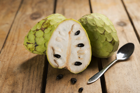 Chirimoya tropical fruit with a sweet flavor and intenseの写真素材