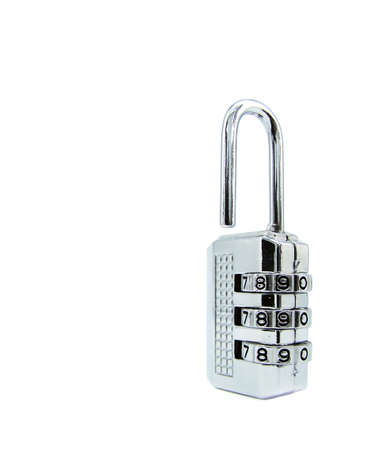 combination padlock isolated on whiteの写真素材