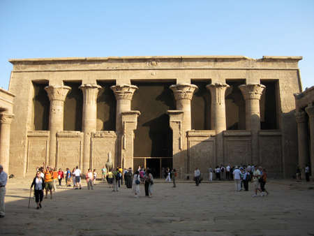 EGYPT, Edfu - Tourists at the Temple of the god Horus.のeditorial素材