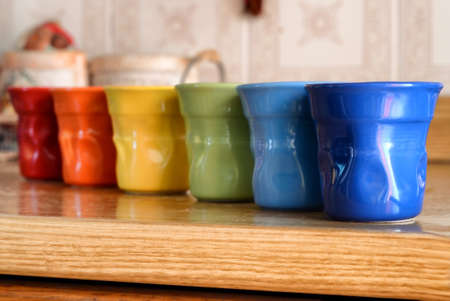 Six Colored Cofee Cups from blue to red