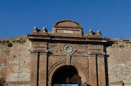 Detail of Camollia Door  Siena  Italyの写真素材