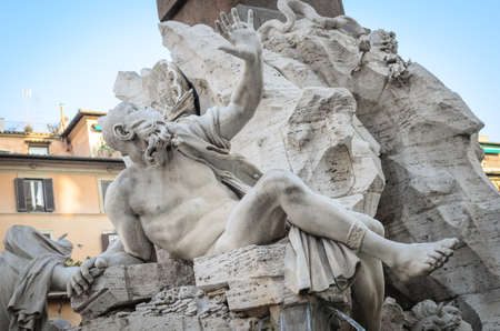 Statue of Piazza Navona  Romeの写真素材