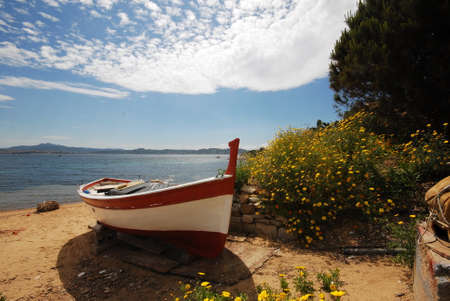 The boat ashoreの写真素材