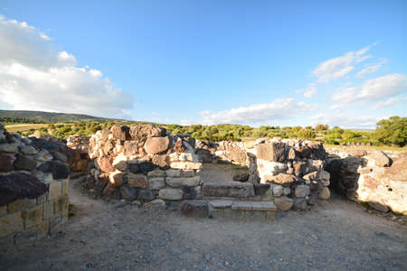 Su Nuraxi, the nuragic village of Su Nuraxi, is a human settlement dating back to the nuragic age located in Sardinia, in the territory of Barumini.の写真素材
