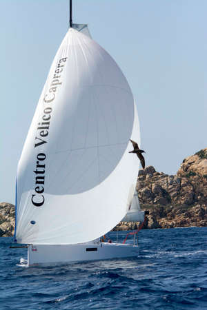 Sailboat sailing in Sardiniaのeditorial素材