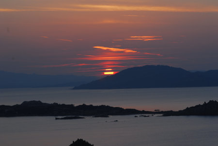 Sunset in the Archipelago of La Maddalena, Sardiniaの写真素材