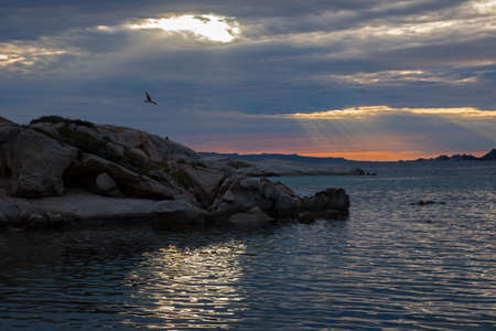 Sardinia, backlit on the seaの写真素材