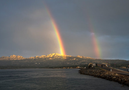 Rainbow in Sardiniaの写真素材