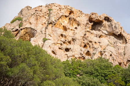 Rock formations in the mountains of the island of Mallorca, Spainの写真素材