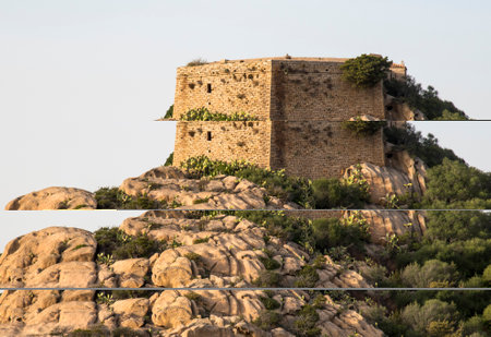 View of the ruins of the fortress of Santa Maria in Alicante, Spainの写真素材