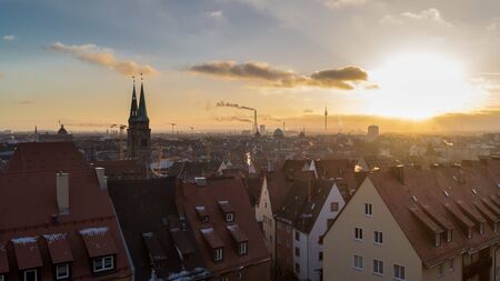 Nuremberg sunset landscapeの写真素材