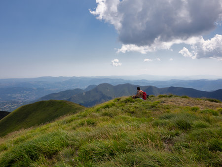 From the top of Monte Nuda, a panoramic view of the Bologna Apennines.