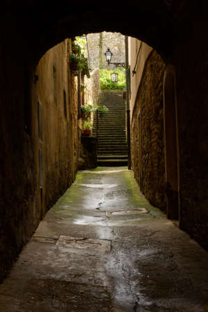 dark alley of an old countryの写真素材