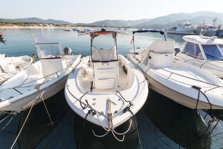 reflections in the waters of the portの写真素材